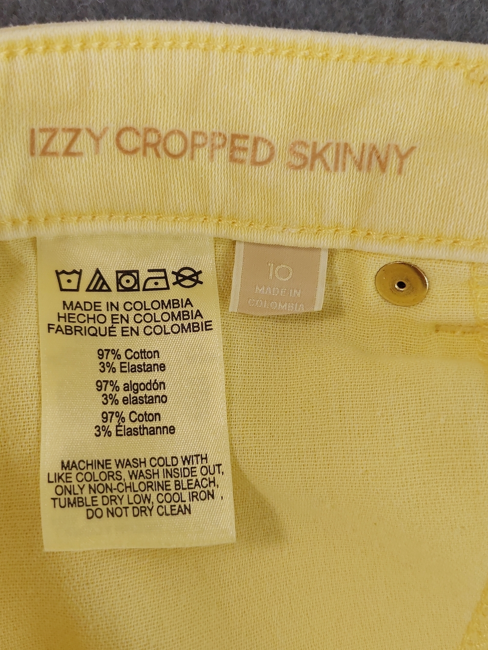 Michael Kors Womens Izzy Cropped Skinny Jeans Yellow Size 10 - Picture 7 of 10